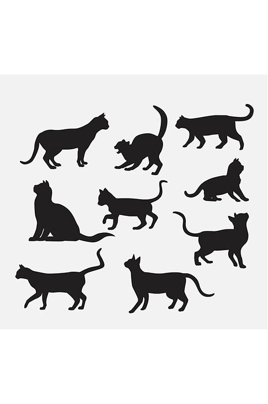 9款宠物猫剪影矢量素材