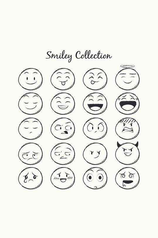 20款手绘圆脸表情矢量素材