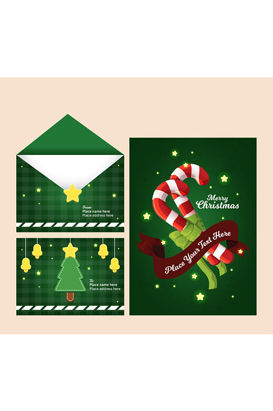 精美圣诞信封矢量素材-众图网