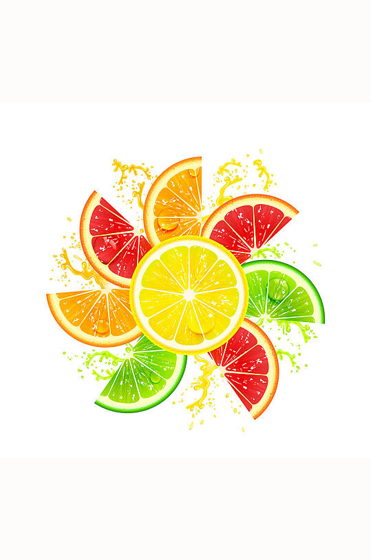 精美水果组成的圆矢量素材