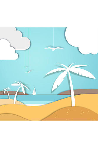 沙滩椰子树剪贴画矢量素材