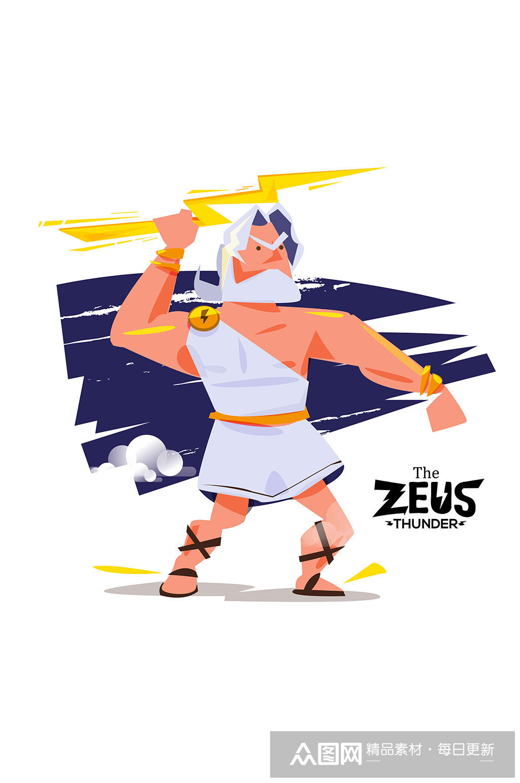 精美宙斯手持闪电矢量素材