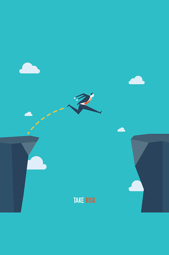 跨越悬崖的人物矢量素材