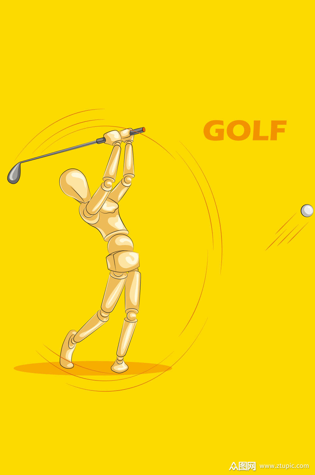 简约打高尔夫的人物矢量素材