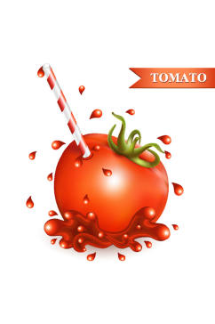 精美番茄上的吸管矢量素材