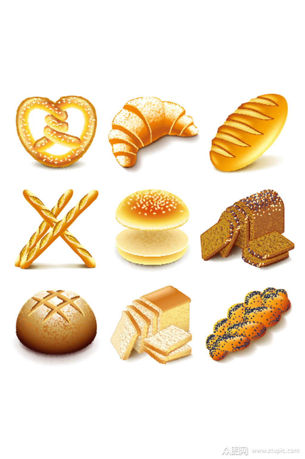 精美面包食物矢量素材素材