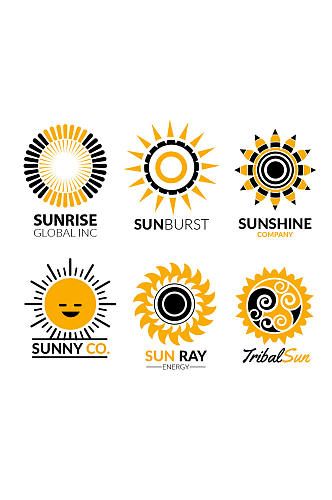 6款创意太阳标志矢量图