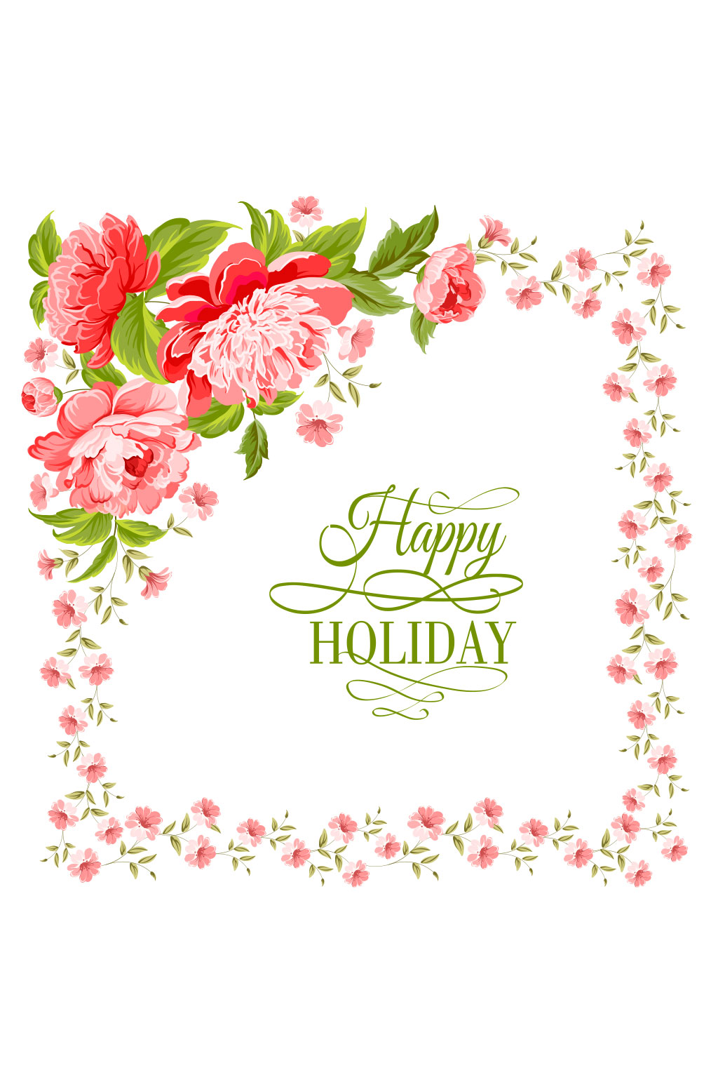 粉色牡丹花卉卡片矢量图