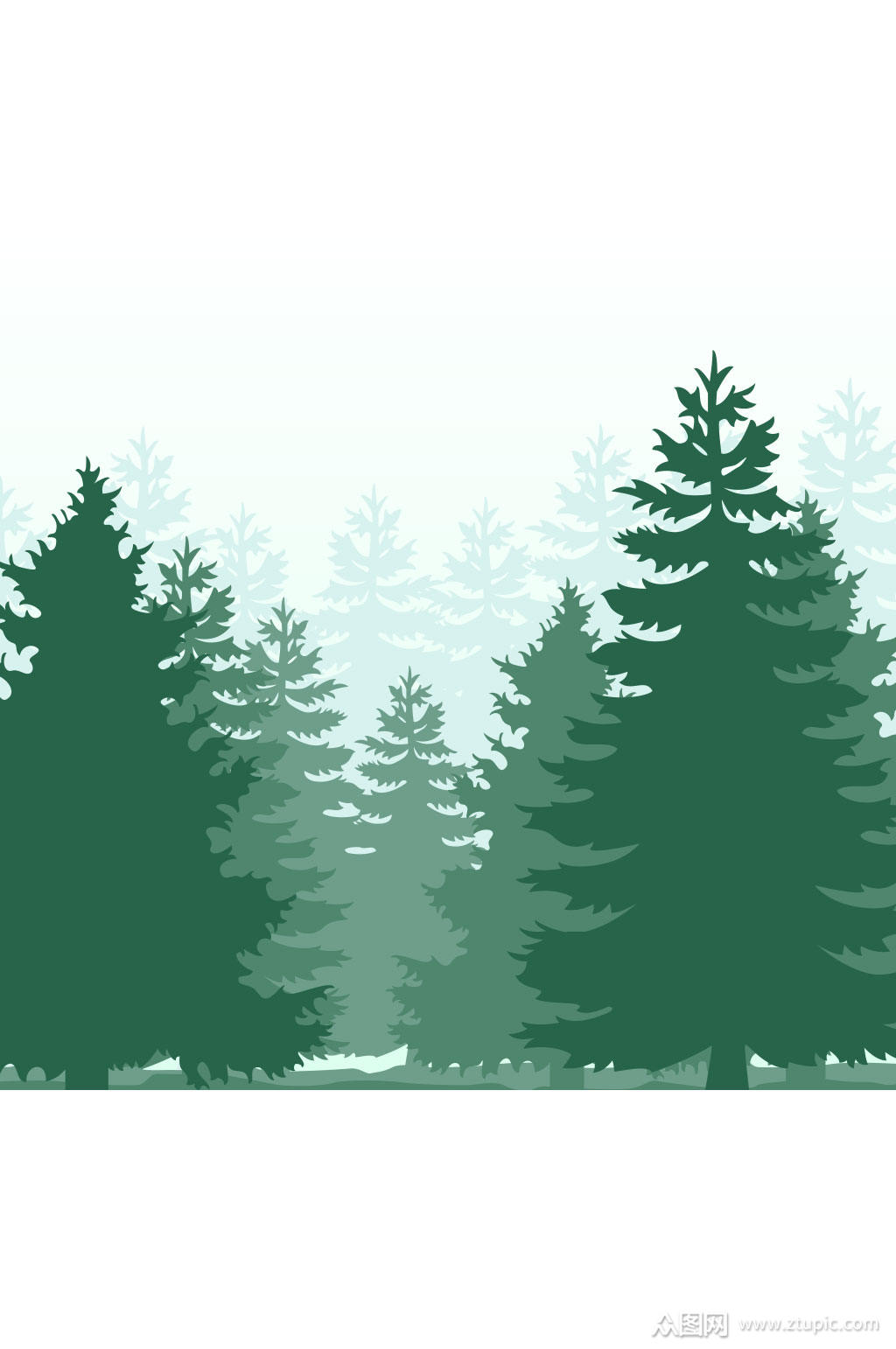 绿色森林剪影矢量素材