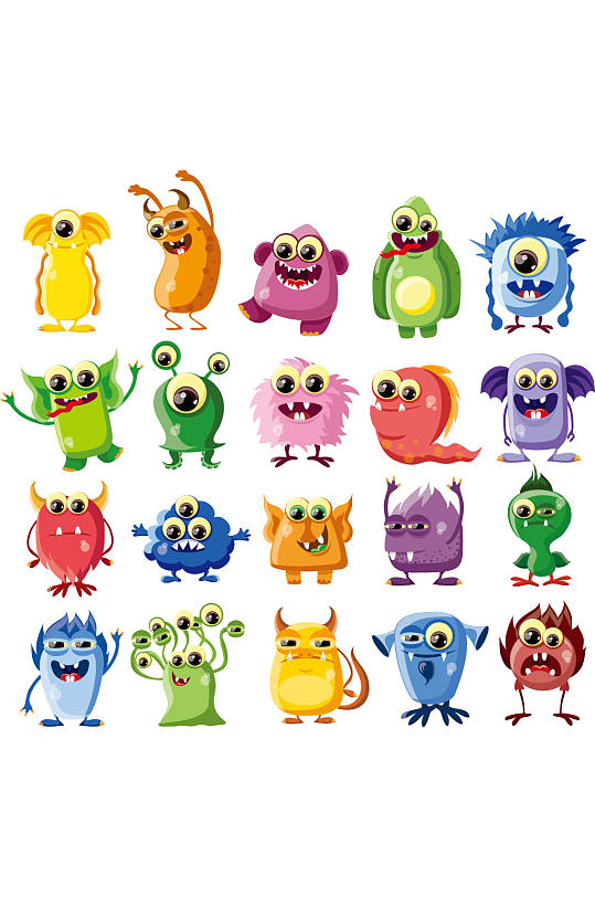 20款卡通大眼细菌矢量素材