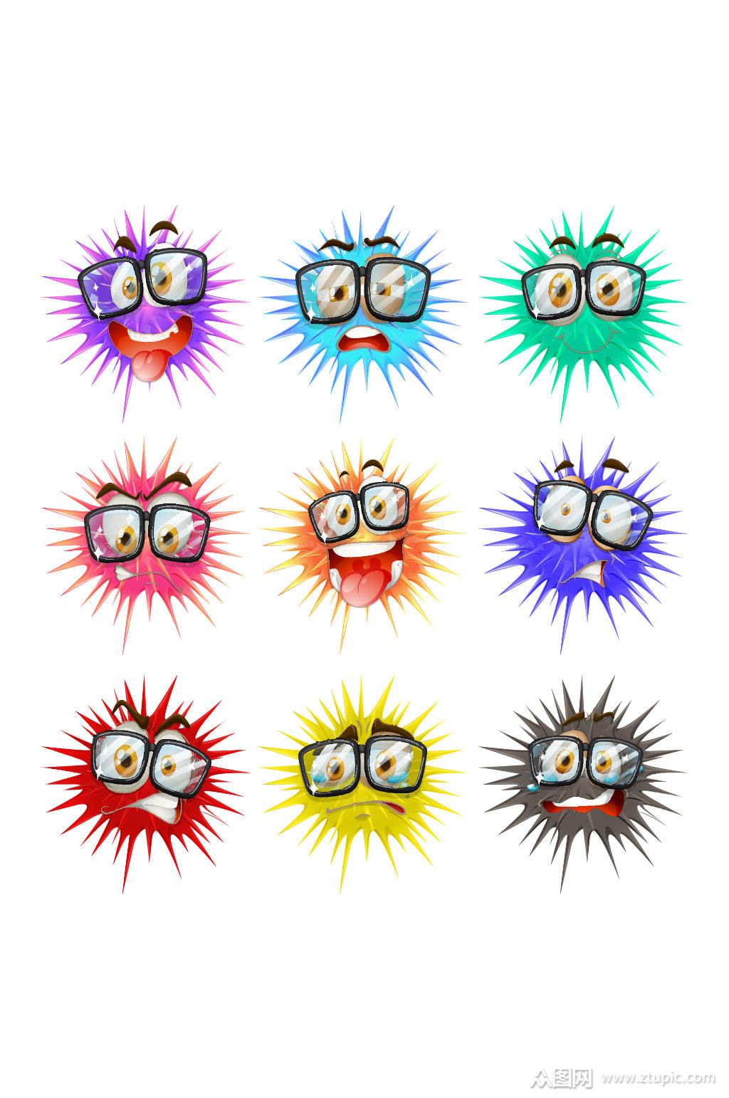 9款卡通细菌球矢量素材