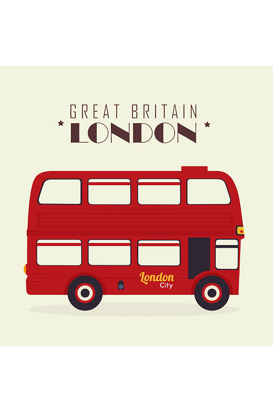 红色伦敦双层巴士矢量素材