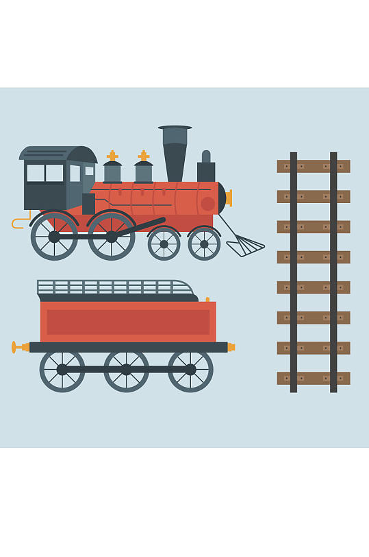 蒸汽火车和轨道矢量素材