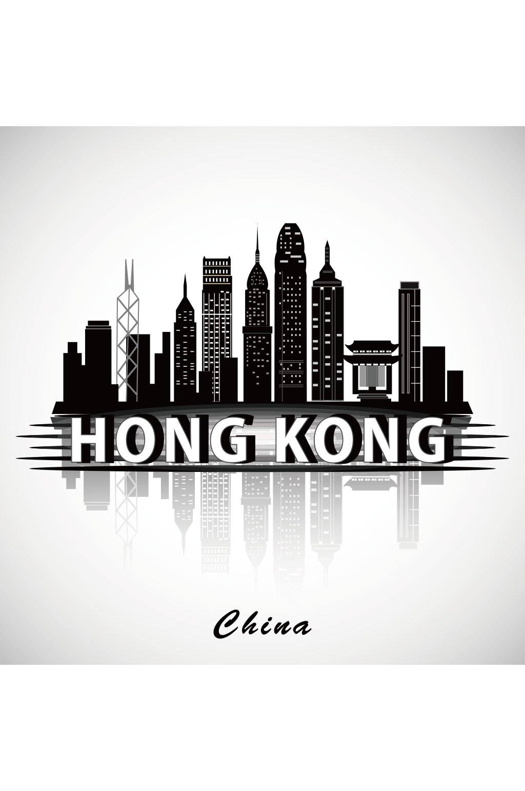 香港建筑群剪影矢量素材