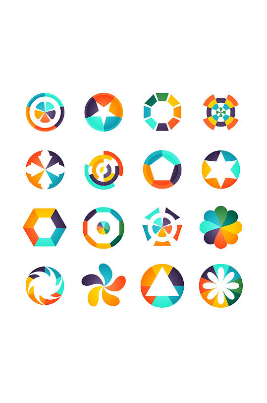 精美彩色时尚商务图标设计元素素材矢量