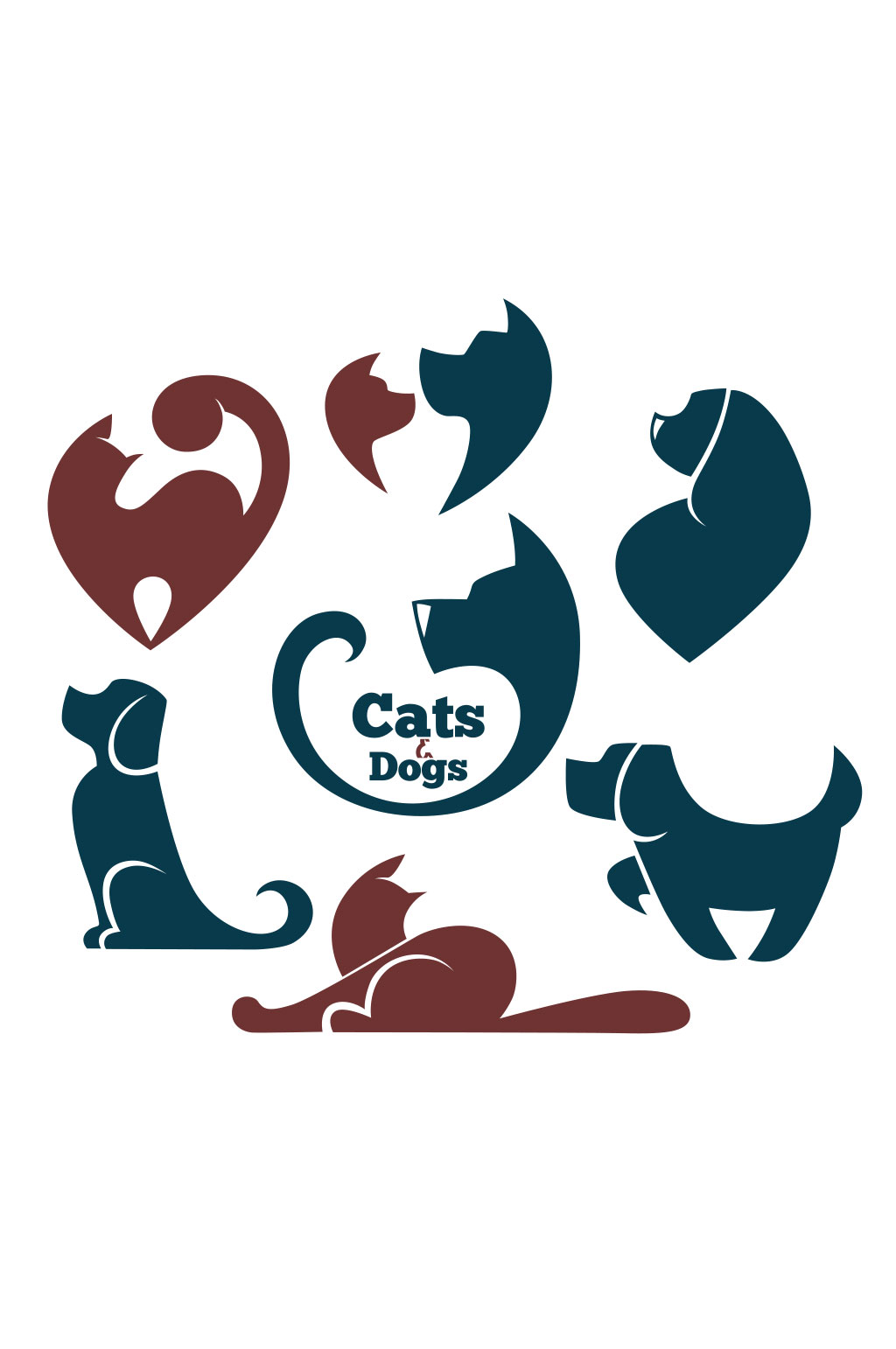 7款猫和狗标志设计矢量素材