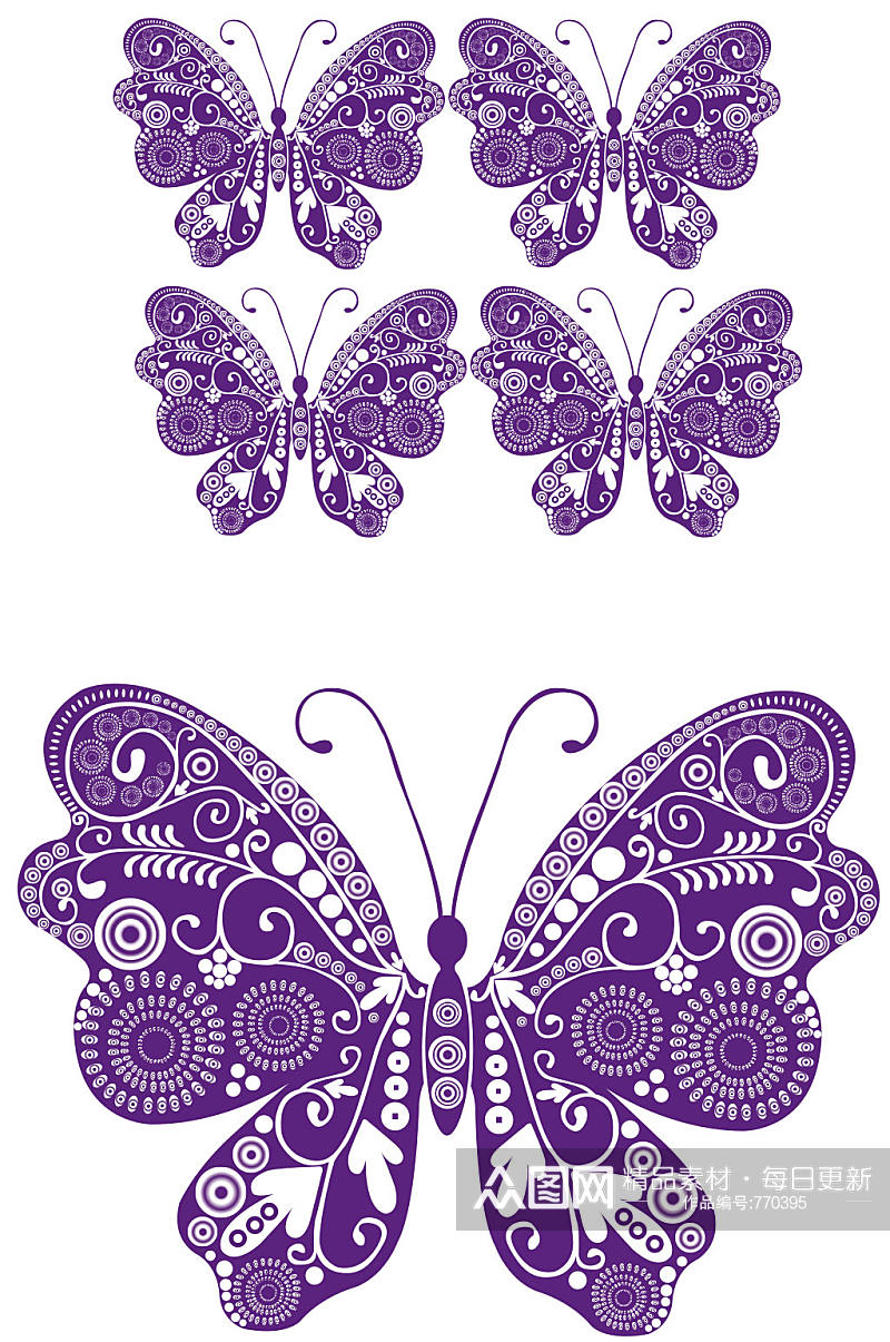 精美紫色蝴蝶矢量素材素材