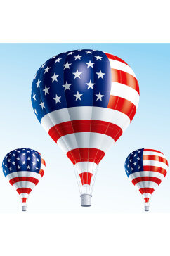 精美美国国旗热气球矢量素材