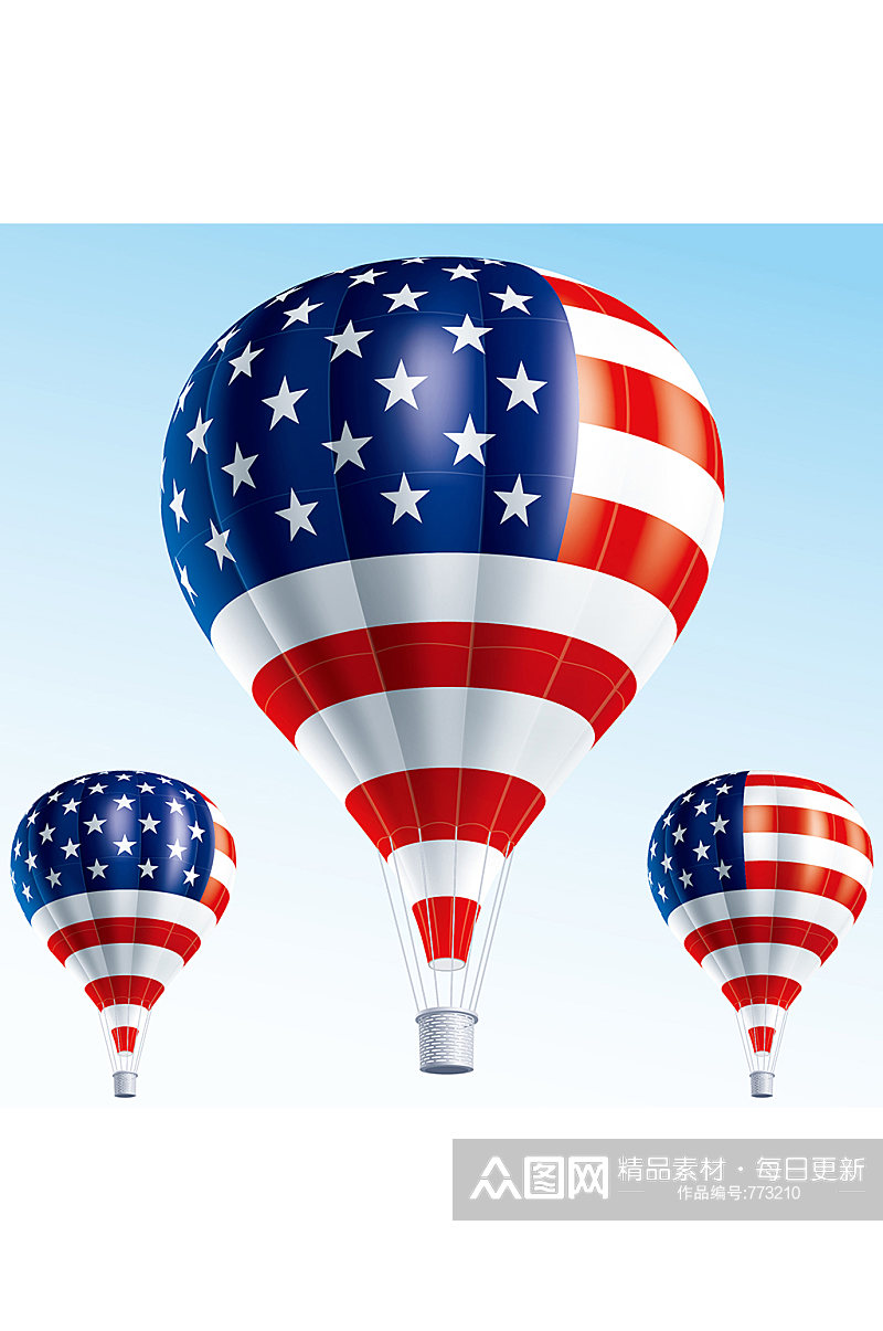精美美国国旗热气球矢量素材素材