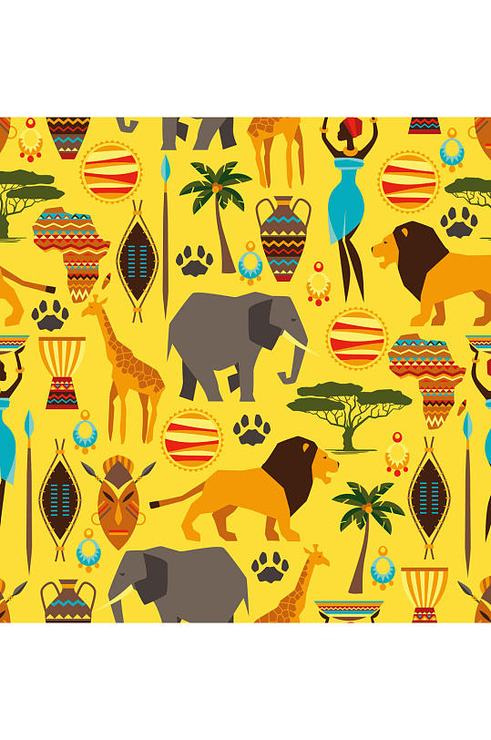 非洲风情无缝背景矢量素材