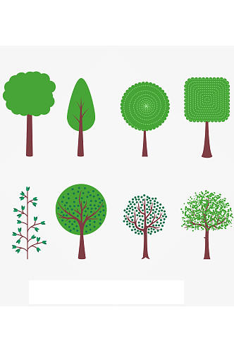8款绿色树木设计矢量图 大树矢量图