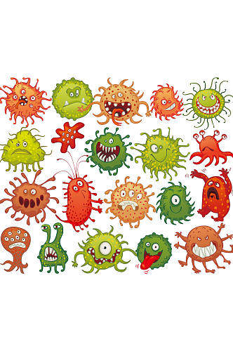 20款卡通细菌设计矢量图