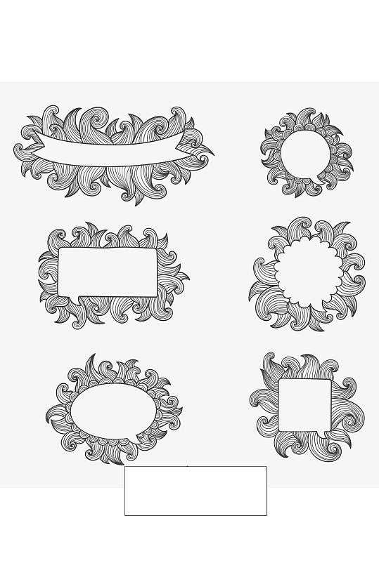 6款手绘框架矢量素材