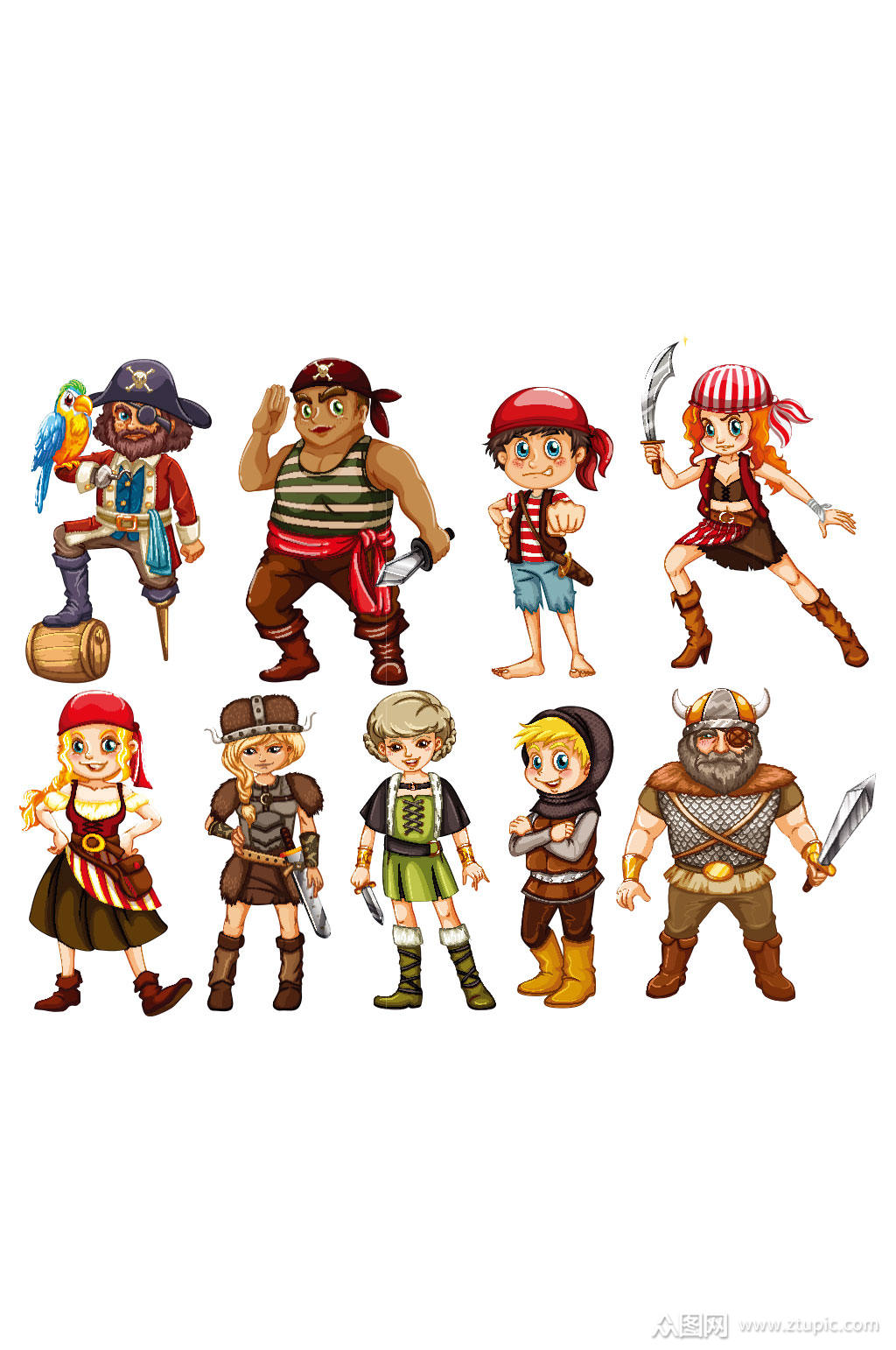 9款卡通海盗设计矢量素材