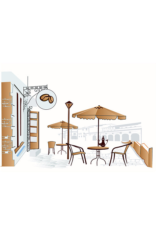 4款手绘咖啡店标志矢量素材