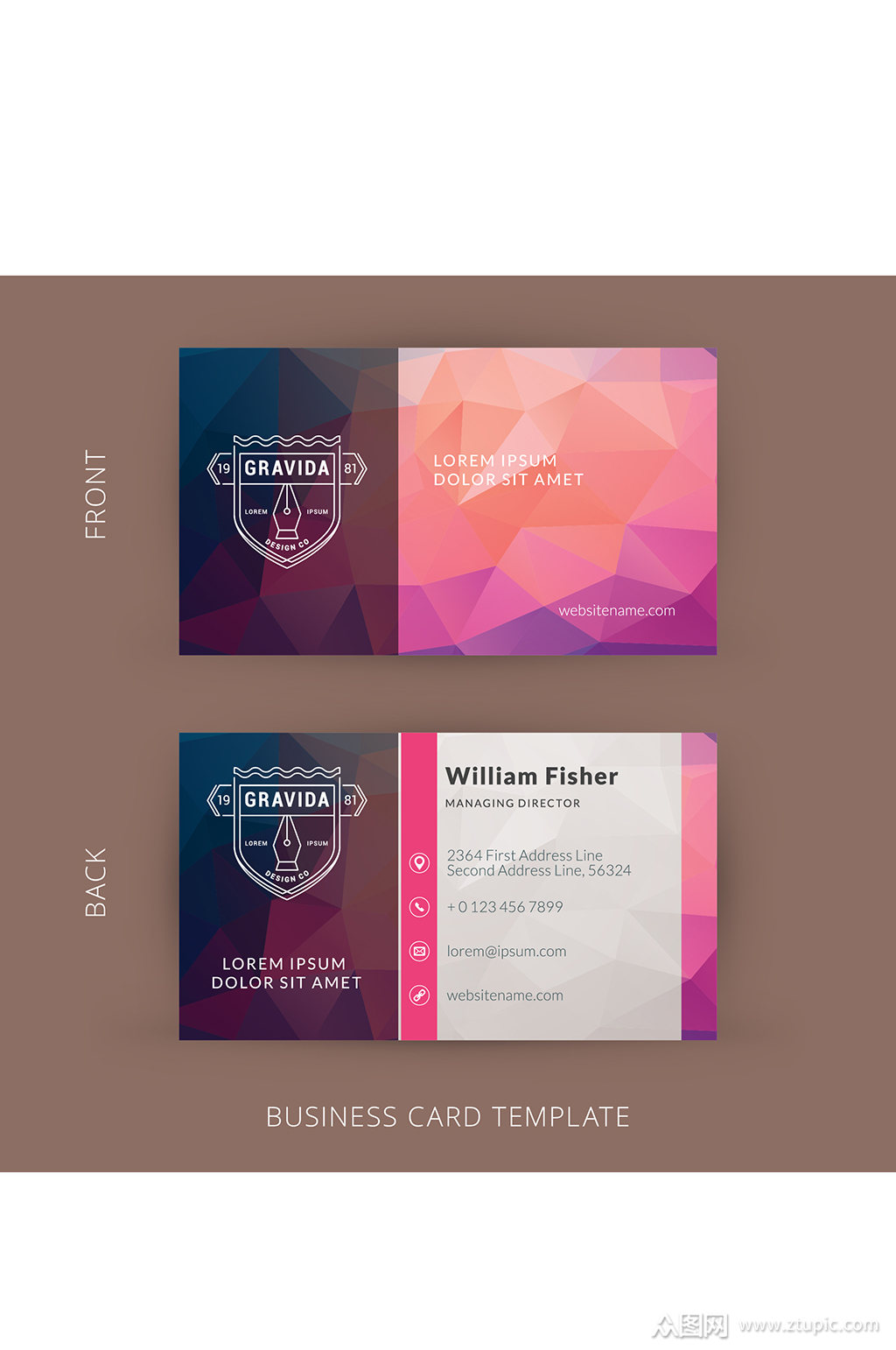 彩色时尚名片精美设计矢量元素素材素材