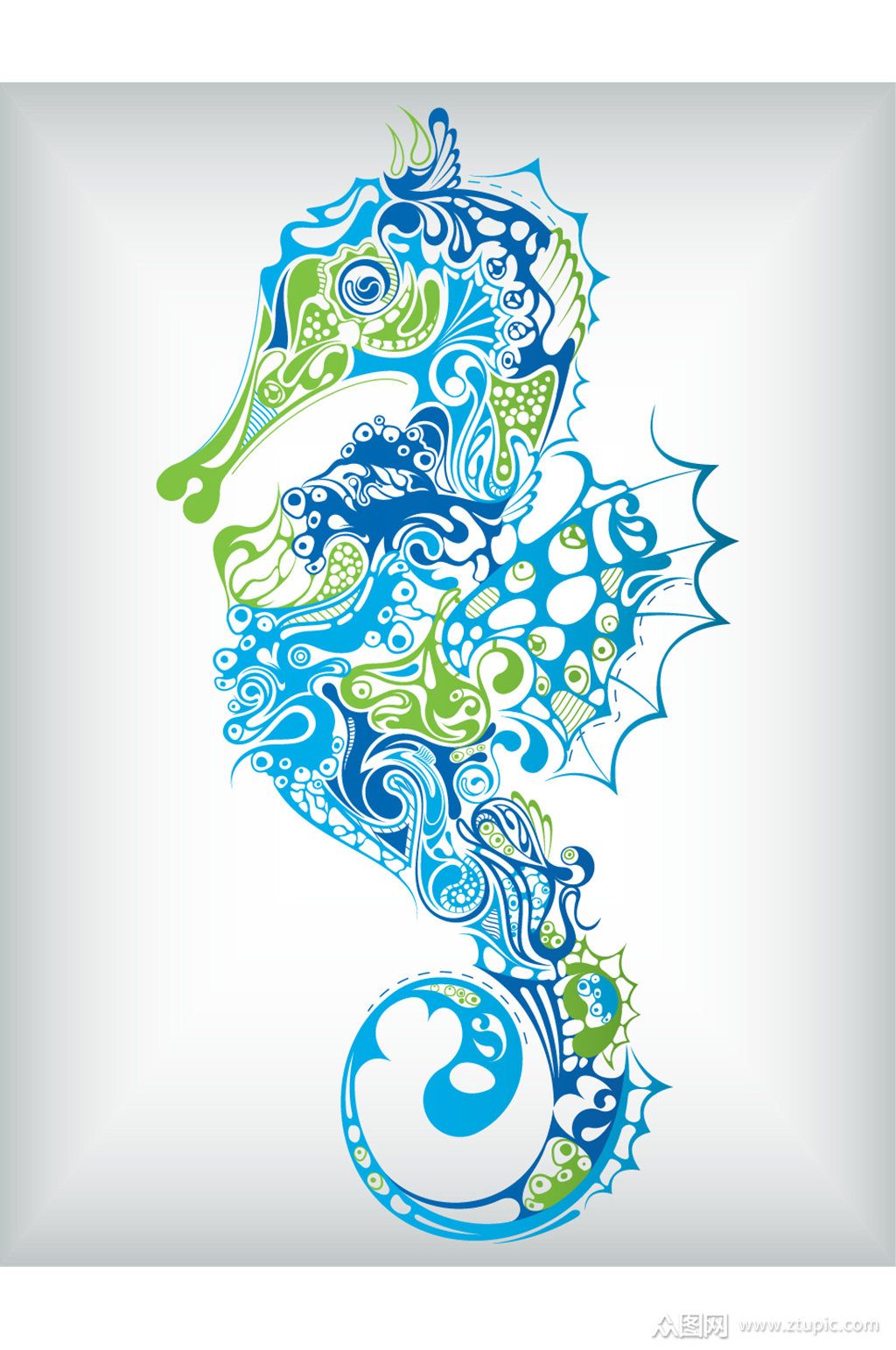 精美花纹海马矢量素材