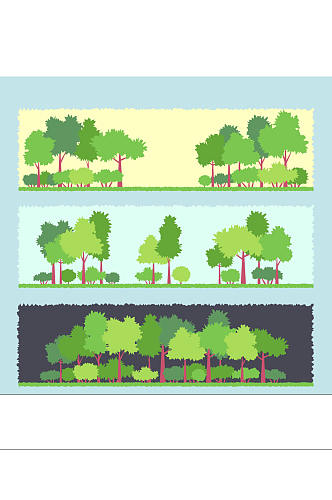 3款绿色树木banner矢量素材 大树矢量图
