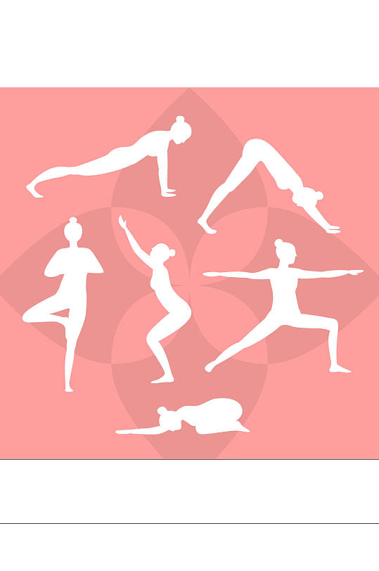 6款练普拉提的女子剪影矢量素材