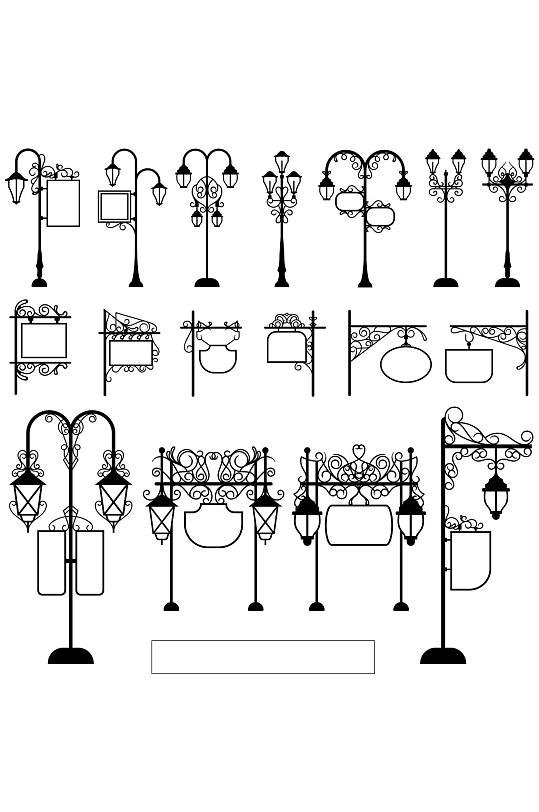 彩色精美路灯设计元素素材矢量
