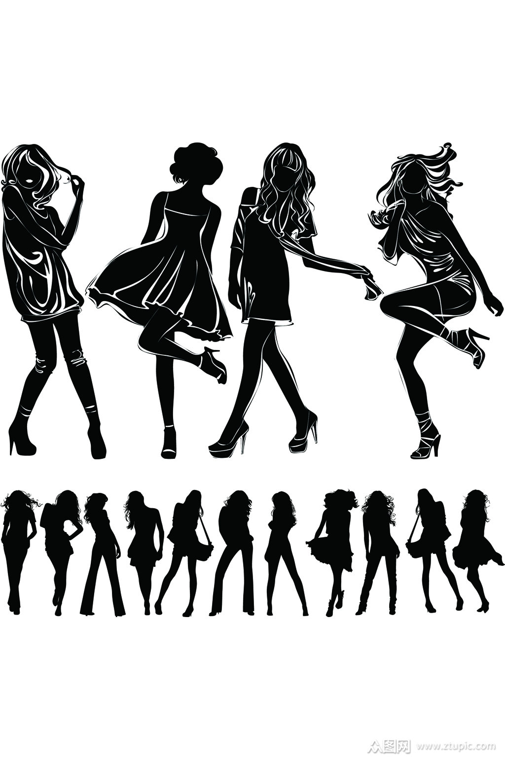 精美人物剪影矢量素材