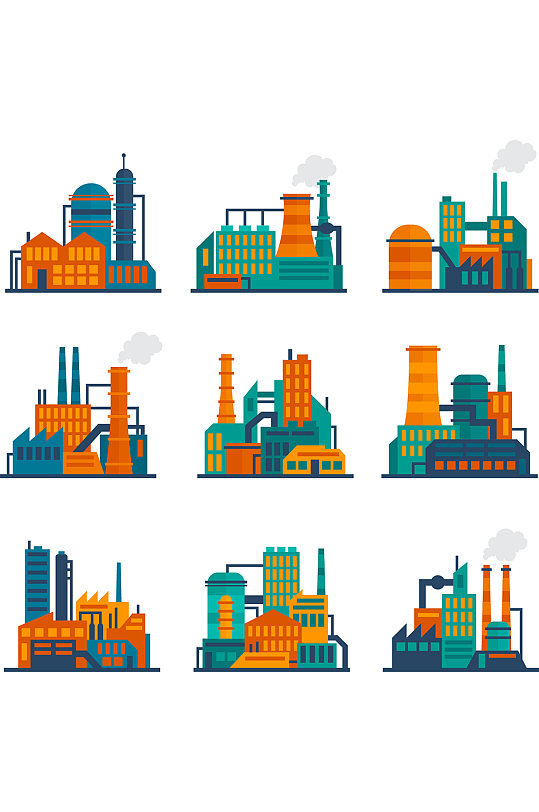 时尚精美彩色工厂设计元素矢量素材