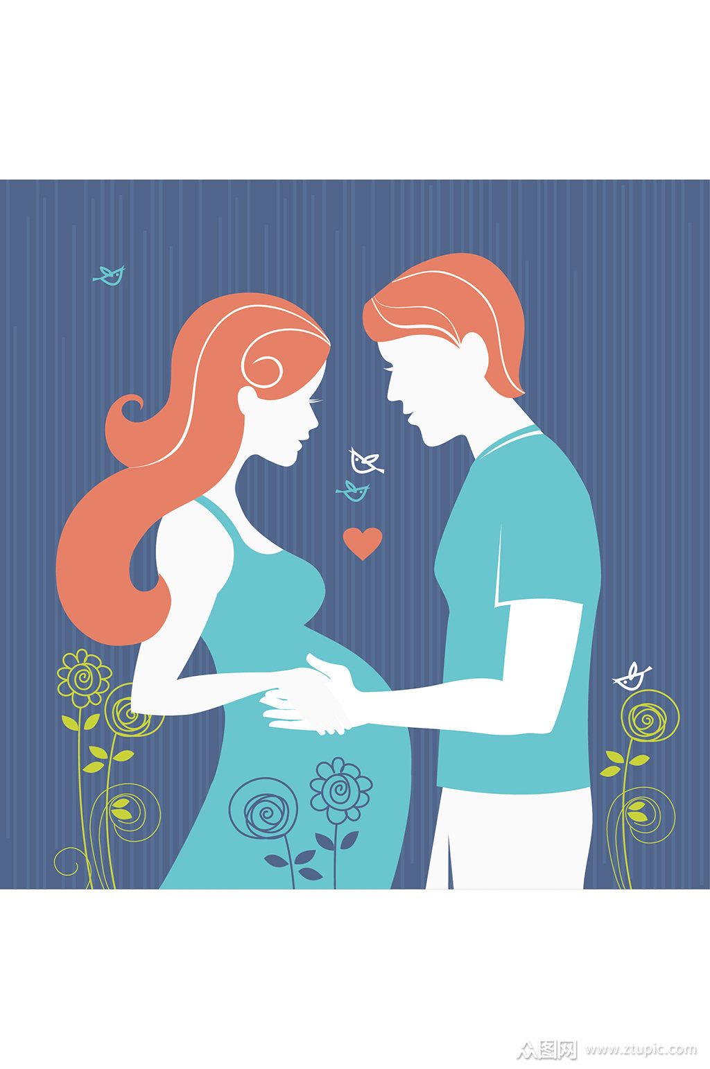时尚精美彩色孕妇设计元素矢量素材