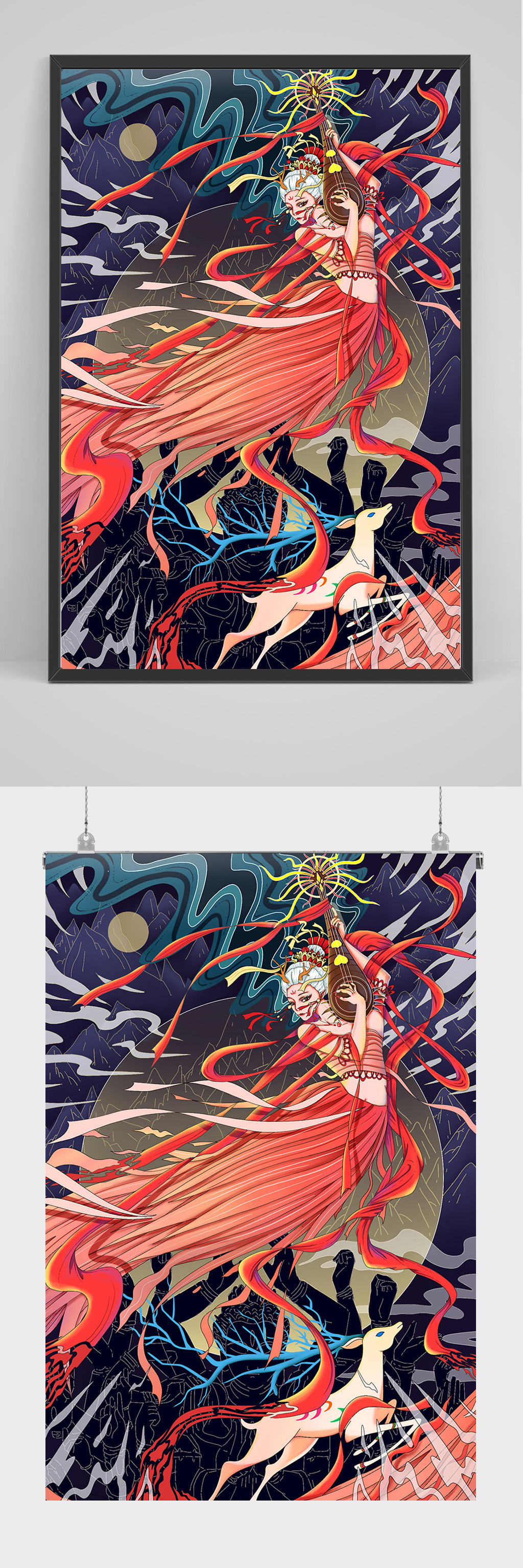 精品古风美女手绘插画设计素材