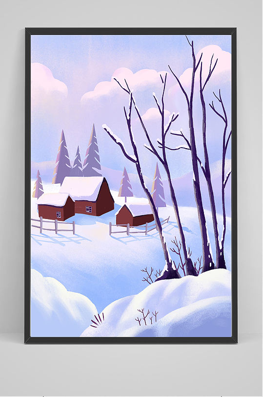 精品手绘大雪节气插画设计