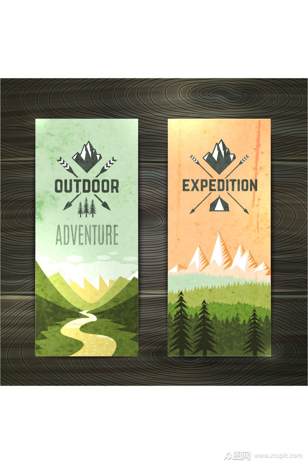 精美自然景色卡片矢量素材素材