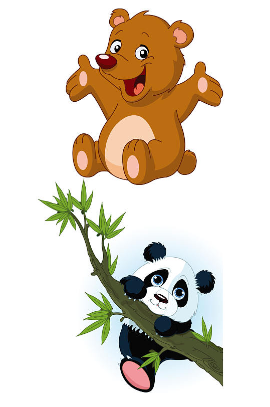 彩色卡通精美动物设计矢量元素素材