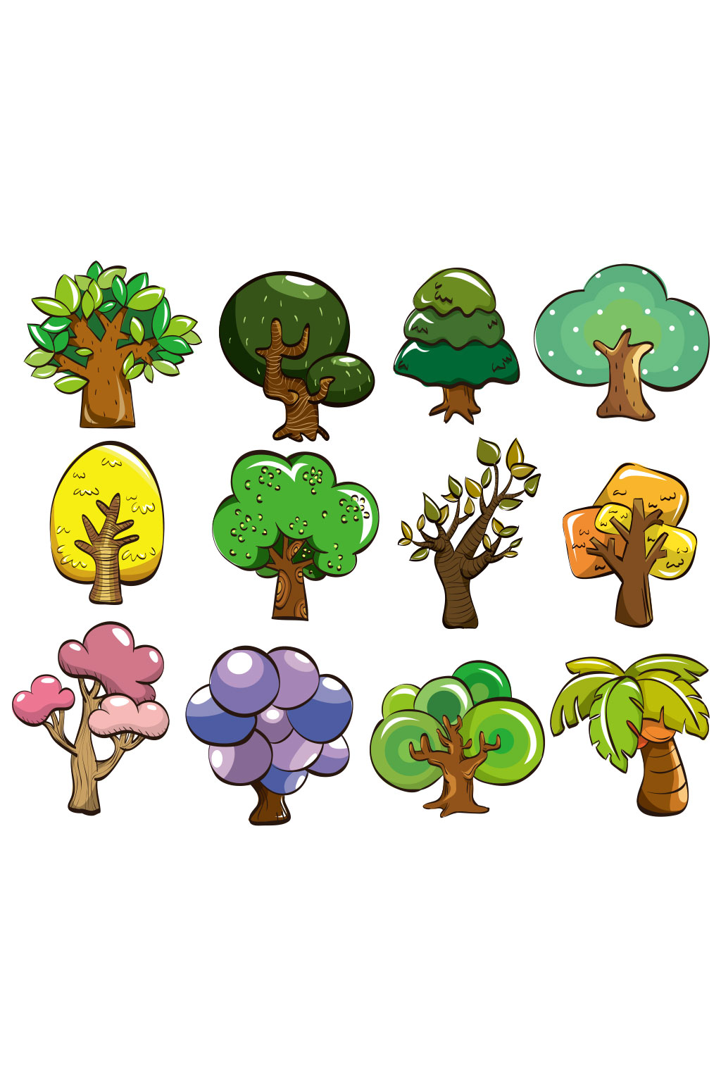 彩色自然精美树木设计矢量元素素材