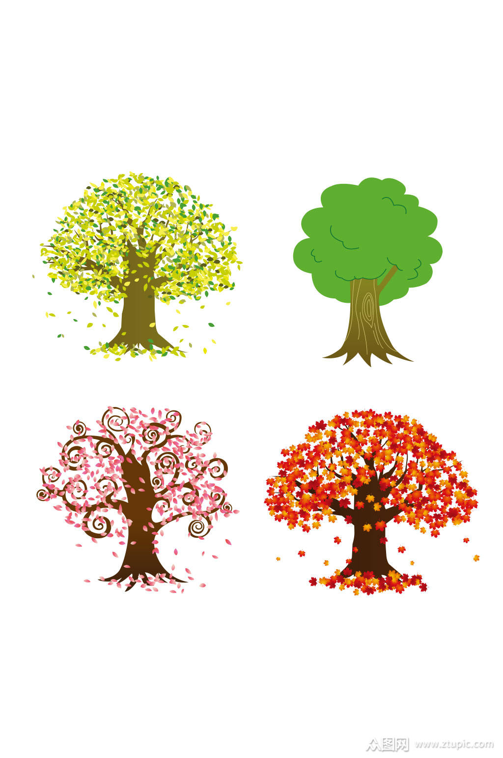 彩色自然精美树木设计矢量元素素材