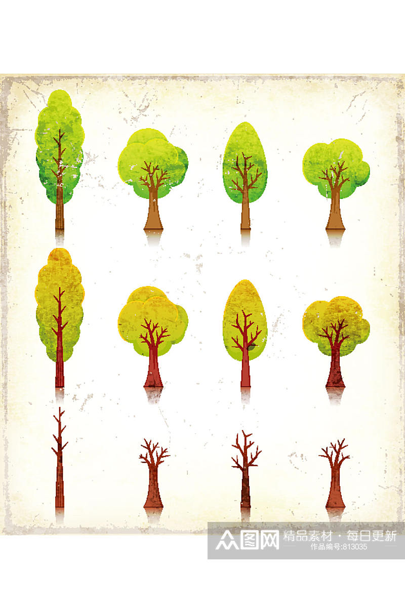 彩色自然精美树木设计矢量元素素材素材