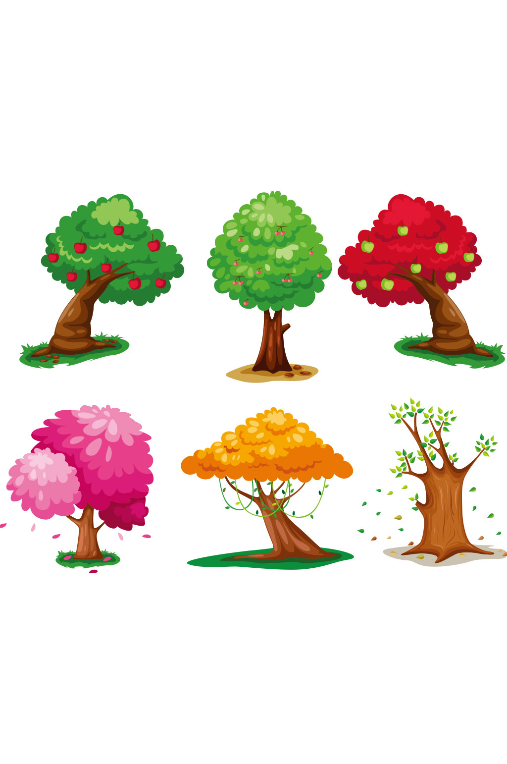 彩色自然精美树木设计矢量元素素材
