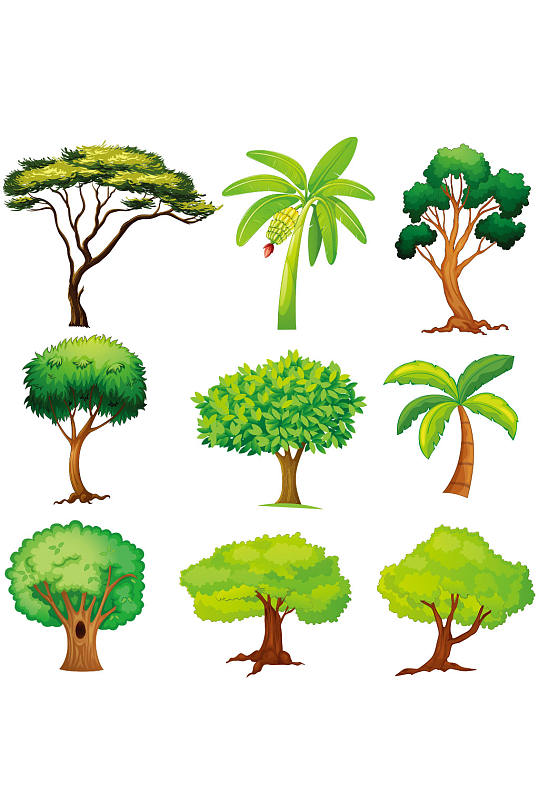 彩色自然精美树木设计矢量元素素材