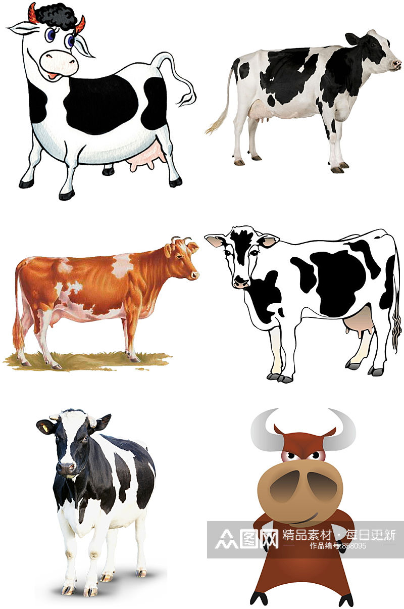 精美时尚彩色动物奶牛设计素材元素矢量素材