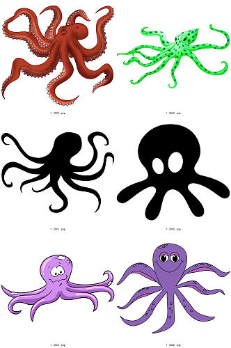 彩色精美动物章鱼创意设计元素素材