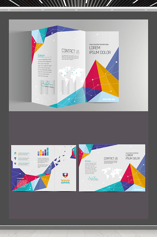 彩色企业图案三折页
