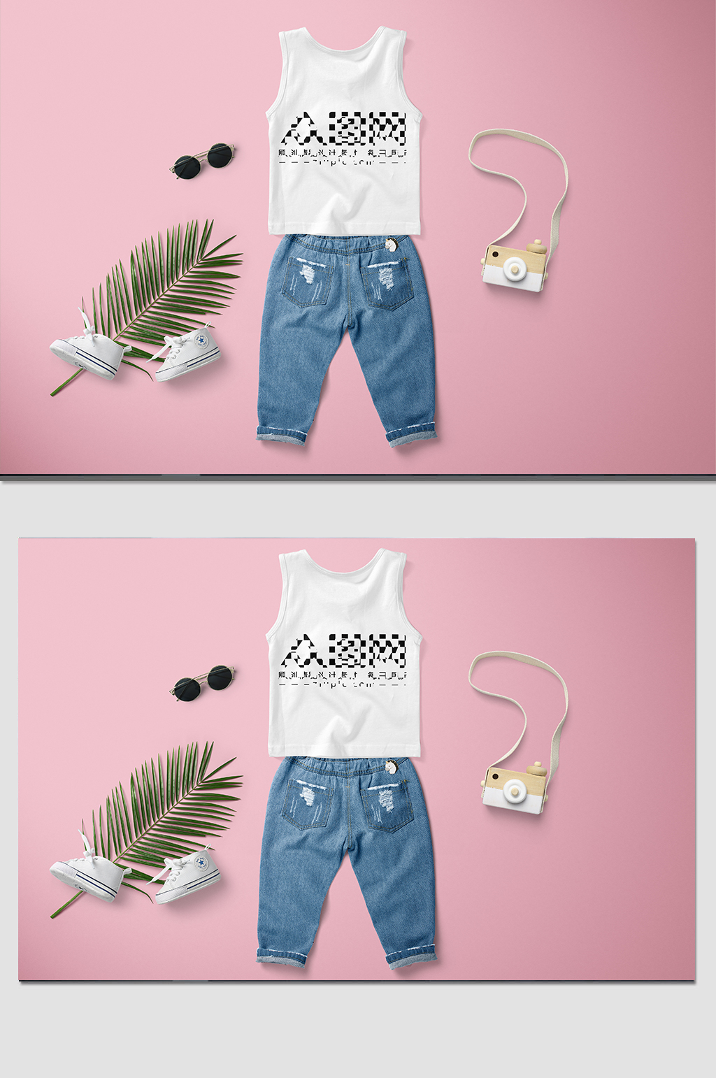儿童套装衣服展示样机素材